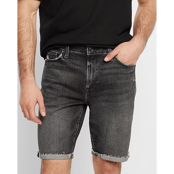 Express Other - Express Black 10" Stretch Denim Shorts
